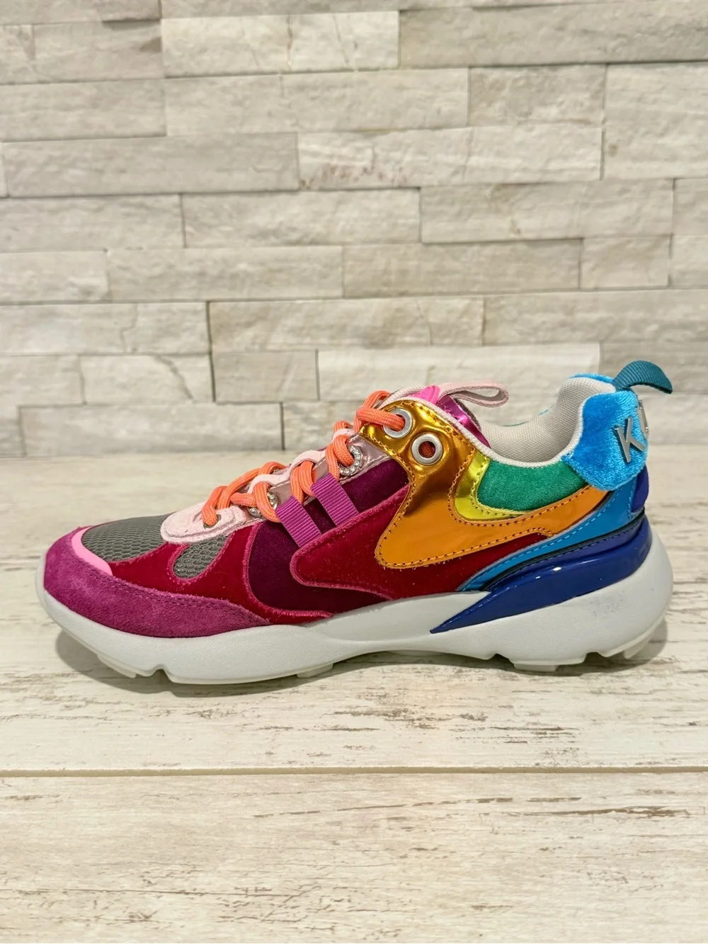 KURT GEIGER LONDON Suede Kurt Runner Sneakers Women’s SZ 37EU-7 US RAINBOW New